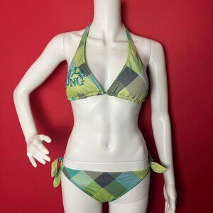 Billabong / Green and blue y2k reversible top bikini 💚💙